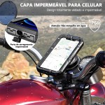 Suporte Celular Moto á Prova d'Água, Suporte Celular Bike á Prova d'Água, Com Base de Guidão e Tela Sensível Ao Toque, Preto - Imagem 6