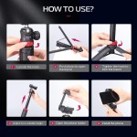ULANZI MT-44 Tripé para Celular Extensível, 150cm com Clip 2 em 1 e Cabeça Esférica 360° para iPhone/Sony/Canon/DJI Osmo Action, Tripé de Viagem Leve - Imagem 6