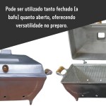 Churrasqueira Grande de Alumínio Fundido/Batido a Bafo Portátil a Carvão + Garfo - Jalice Alumínios - Imagem 5