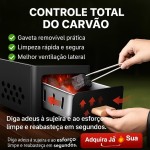 Churrasqueira Portátil À Carvão Premium Em Ferro, Com Gaveta Para Cinzas, Ventilação Lateral, Ideal Para Camping, Piqueniques E Churrasco Ao Ar Livre, Marca VARENZIA - Imagem 3