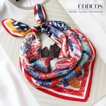 CODCOS Cachecol feminino de seda com sensação de 70 cm quadrado de cetim para cabelo bandana - Imagem 3