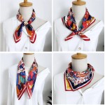 CODCOS Cachecol feminino de seda com sensação de 70 cm quadrado de cetim para cabelo bandana - Imagem 5