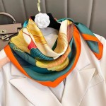 Lenço de cabeça de cetim sedoso para mulheres lenço de cabelo bandanas médio quadrado leve moda lenços de pescoço 70 × 70 centímetros - Imagem 4