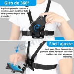 Suporte Peito Peitoral Para Celular E Câmera Esportiva Gopro Chest Band Ajustável 360° Colete Para Vídeo E Filmagem Esporte Moto E Bike Compatível Smartphone, Camera Ação Confortável - Imagem 4