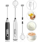 Mini Mixer Elétrico Portátil 7W Recarregável USB Batedor para Café Ovos Whey e Bebidas Preto e Branco (Preto) - Imagem 4