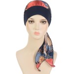 Lenço de cabeça de quimioterapia pré-amarrado para mulheres com estampa sedosa, bandana para cabeça, turbante, câncer, acessório para a cabeça - Imagem 4