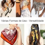 Genérico - Kit 3 Lenço Cetim Grande Estampas Sortidas - Camponesa Bandana Cabelo Cropped Echarpe Bbb Famosos - Imagem 4