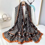 vimate Cachecol 100% grande com sensação de seda - Lenço feminino leve de seda longo protetor solar xale cachecol de pescoço embalado para presente - Imagem 3