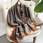 vimate Cachecol 100% grande com sensação de seda - Lenço feminino leve de seda longo protetor solar xale cachecol de pescoço embalado para presente - Imagem 4