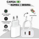 Kit Carregador Super Turbo 40W Porta Dupla (USB-C + USB-A) + Cabo USB Tipo-C, Compatível com Todos Dispositivos, Celulares Samsung, Motorola, iPhone 15/16, Tablets, Notebooks - Android e IOS - Imagem 3