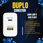Carregador Turbo 45W Ultra Rápido Tipo C e USB Com Carregamento Rápido + Cabo Tipo C Compatível Com Todos Os Dispositivos, Android, Ios 15/16/17, Xiaomi - Todos Dispositivos Celulares - Imagem 4