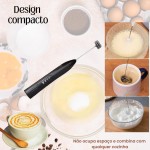 Misturador Bebidas Mixer Batedor Espumador Café Ovos Leite Fuê Portátil Recarregável USB 3 Vel. - E-ShopCenter - Imagem 4