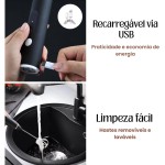 Misturador Bebidas Mixer Batedor Espumador Café Ovos Leite Fuê Portátil Recarregável USB 3 Vel. - E-ShopCenter - Imagem 5