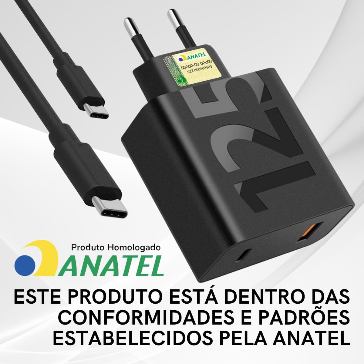Carregador Turbo 125W Duas Portas + Cabo USB Tipo C de 1m, Compatível com Tipo C, Iphone 15,16, IOS, Android, Galaxy, Xiaomi, Motorola, Samsung, Tablets, Notebooks, Carga até 8x + Rápida Premium - Imagem 4