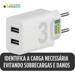 Carregador Turbo 30W Ultra Rápido Tipo C e 2 USB Com Carregamento Rápido + Cabo Tipo C Compatível Com Todos Aparelhos USB-C Acabamento Premium - Imagem 6