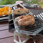 Mini Churrasqueira Inox Portátil Desmontável Praia Camping suporte para fogueira - Imagem 9