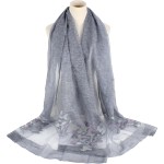 Minache Lenço longo de chiffon bordado feminino verão outono xale saída de praia - Imagem 3