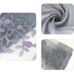 Minache Lenço longo de chiffon bordado feminino verão outono xale saída de praia - Imagem 7