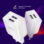 Geonav Carregador de Parede Universal 2.1A, 2 portas USB, 10W, Bivolt, ESACW2, Branco - Imagem 3