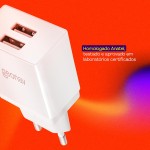 Geonav Carregador de Parede Universal 2.1A, 2 portas USB, 10W, Bivolt, ESACW2, Branco - Imagem 5