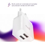 Geonav Carregador de Parede Universal 2.1A, 2 portas USB, 10W, Bivolt, ESACW2, Branco - Imagem 6