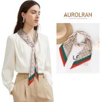 'Aurolran 59'' Mulberry Silk Like Head Scarf Women's Fashion Square Neck Satin Scarfs for Bag Hair Scarves Gift 59'' * 5.9”' - Imagem 5