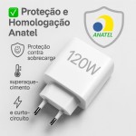 Carregador Super Turbo 120W Tipo C (USB-A) + Cabo USB-C de 1m, Compatível com Iphone,Android, Tablets, Notebooks Ultra Rapido Premium - Imagem 5