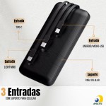 Carregador Portátil Power Bank Universal 10000mAh 3 Cabos Integrados Design Leve, Compacto e Ultra Rápido Com Entradas (Micro USB, USB-C e IOS) Led Com Indicador Bateria - Imagem 4