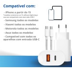 Carregador Tipo C Turbo 40W 9.1A Com Cabo USB-C Compatível com Android e IOS. Duas entradas: USB e USB-C Carga Rápida Tecnologia PD Power Duo - Premium - Imagem 3