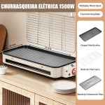 Versátil Churrasqueira Elétrica Portátil 220V Ferro Inox 1500W - Imagem 3