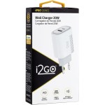 Carregador de Parede Ultra Rápido com 1 Saída USB-C Power Delivery 20W + 1 Saída USB-A 18W I2GO - i2GO PRO, Branco - Imagem 6