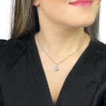 Colar Gargantilha Feminino Pingente Ponto De Luz Cristal Em Aço Inox - Imagem 3