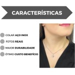 Colar Gargantilha Feminino Pingente Ponto De Luz Cristal Em Aço Inox - Imagem 4