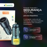 Carregador Super Turbo Veicular 60W Duas Portas, Carregamento Ultra Rápido USB 3.0, 9,1A, Entrada USB e Tipo C, Acompanha Cabo Tipo C, Produto Super Premium Para Veículos - Imagem 5