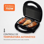 MONDIAL Sanduicheira Fast Grill & Sandwich, Preto, 750W, 110V - S-12 - Imagem 5