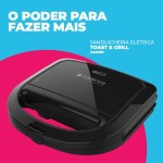 Sanduicheira Elétrica Cadence Toast & Grill, Preta, 750W, 110V, SAN260 - Imagem 4