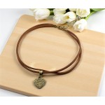 Gargantilha De Couro Feminino Duas Voltas Coração Choker Bijuterias - Imagem 2