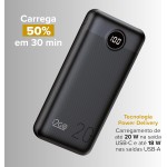 I2GO, Carregador Portátil (Power Bank) Ultra Rápido 20000mAh, Power Delivery 20W, 2 Saídas USB + 1 Saída/Entrada USB-C, Preto, i2GO PRO - Imagem 3