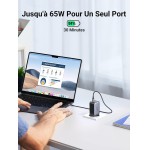 UGREEN Carregador 65W USB C - Fonte de Alimentação USB Tipo C - Carregador de 3 Portas - PD Rápido GaN - Suporta 20W USB C - Compatível com MacBook Pro/Air, iPhone 15/14/13/11 iPad, Samsung, XiaoMi - Imagem 3