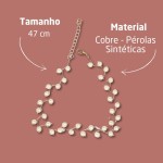 Colar Feminino "Beautiful Pearl" em Cobre com Pérolas Sintéticas – Design Sofisticado e Moderno – Choker 47 cm – Elegância e Feminilidade – Acompanha Bolsa de Veludo - Imagem 3