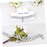 Elegante gargantilha feminina com pérolas e strass requintada, presente para formatura, aniversário e ocasiões especiais, prata - Imagem 3