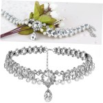 Elegante gargantilha feminina com pérolas e strass requintada, presente para formatura, aniversário e ocasiões especiais, prata - Imagem 5