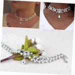 Elegante gargantilha feminina com pérolas e strass requintada, presente para formatura, aniversário e ocasiões especiais, prata - Imagem 7