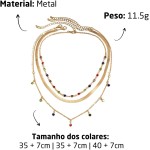 Conjunto de Colares Feminino "Powerful Colors" 3 em 1 – Semijoias com Pedras Coloridas – Estilo, Versatilidade e Toque Fashion – Metal Leve e Resistente – Tamanhos Variados - Imagem 3