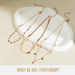 Conjunto de Colares Feminino "Powerful Colors" 3 em 1 – Semijoias com Pedras Coloridas – Estilo, Versatilidade e Toque Fashion – Metal Leve e Resistente – Tamanhos Variados - Imagem 6
