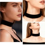 Gargantilha feminina de veludo preto - Conjunto de gargantilha gótica ajustável, acessórios de colar elegante clássico - Imagem 4