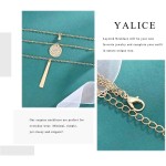Colar Yalice com várias camadas de colar de disco redondo e pingente de barra vertical joia para mulheres e meninas - Imagem 4