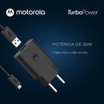 Motorola, Carregador Turbo Power 20W, Cabo 1 Metro, Porta USB-A, Cabo Micro-USB - Imagem 3