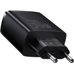 Carregador de Parede Baseus Compact Quick Charger 2U+C 30W Preto - Imagem 3