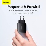 Carregador de Parede Baseus Compact Quick Charger 2U+C 30W Preto - Imagem 5